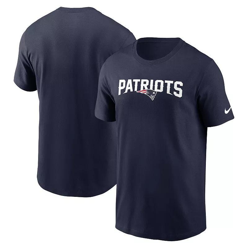 Mens Nike New England Patriots Primetime Wordmark Essential T-Shirt Blue Product Image