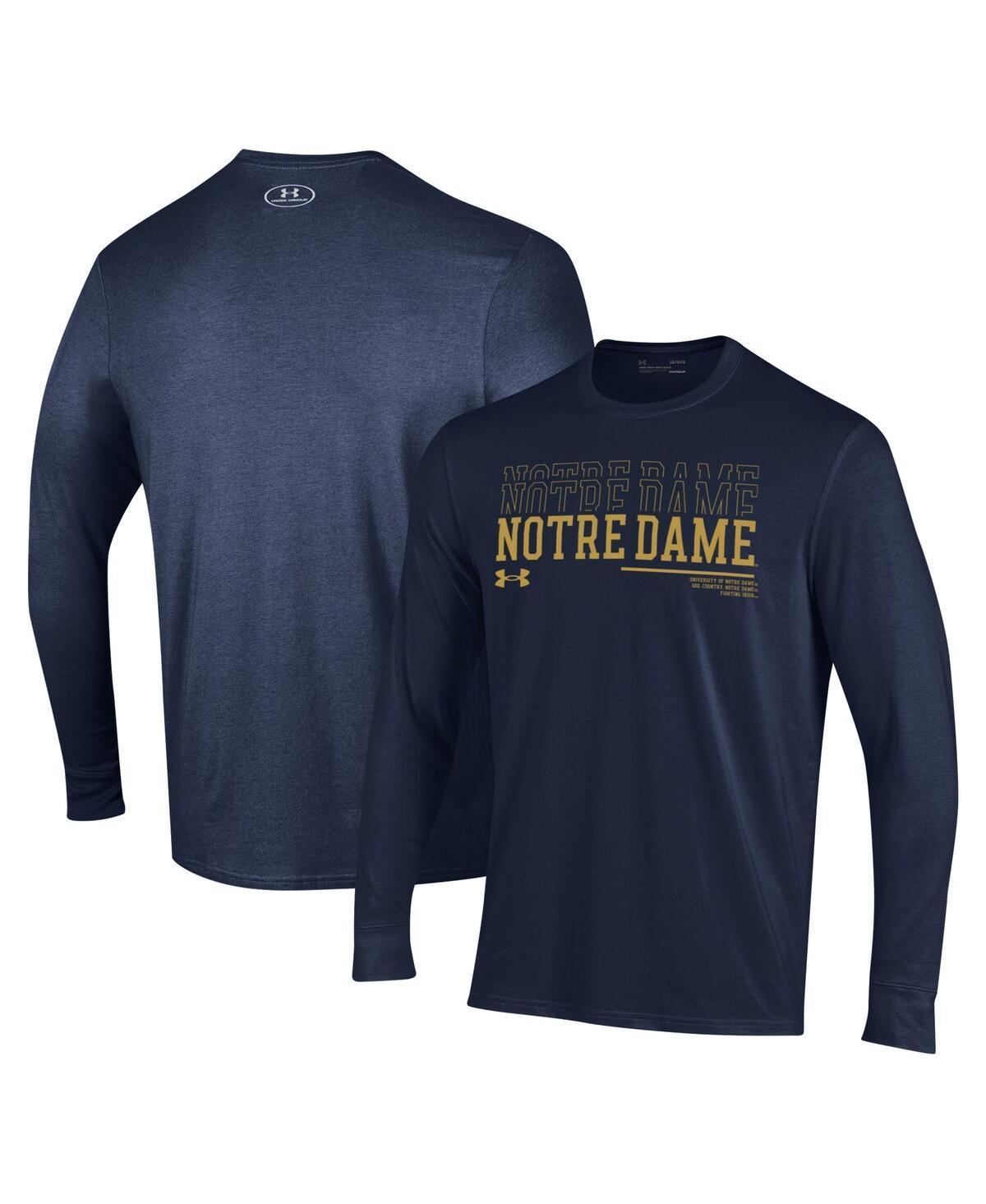 Under Armour Mens Navy Notre Dame Fighting Irish Sideline Long Sleeve T-Shirt Product Image