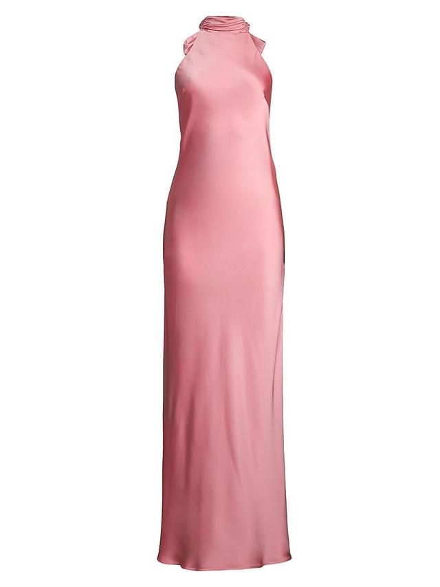 Womens Evianna Satin Halter Gown Product Image