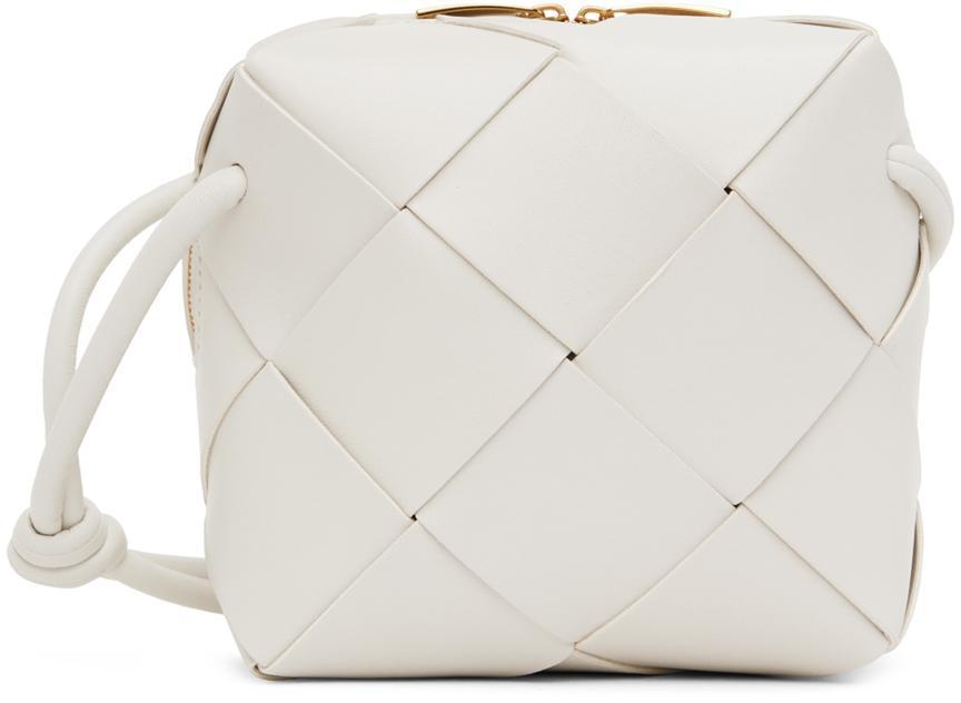 BOTTEGA VENETA White Mini Cassette Camera Bag In 9009 White Gold Product Image