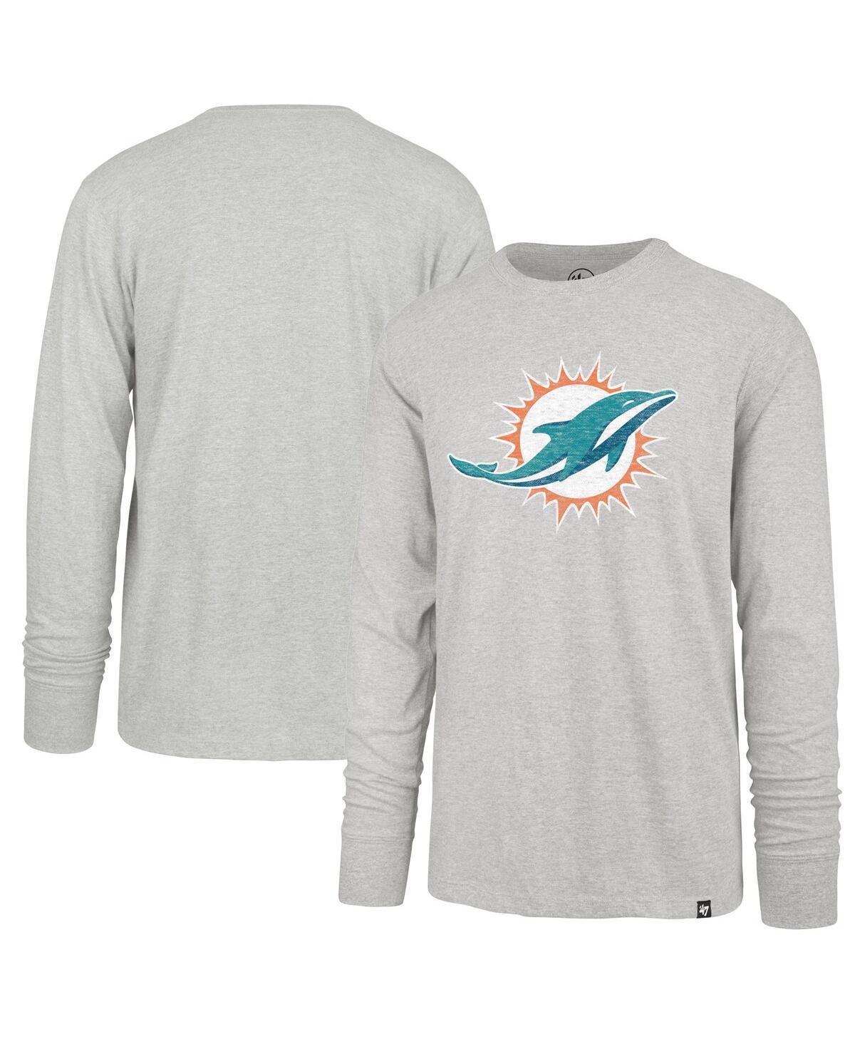 Mens 47 Brand Gray Distressed Miami Dolphins Premier Franklin Long Sleeve T-shirt Product Image