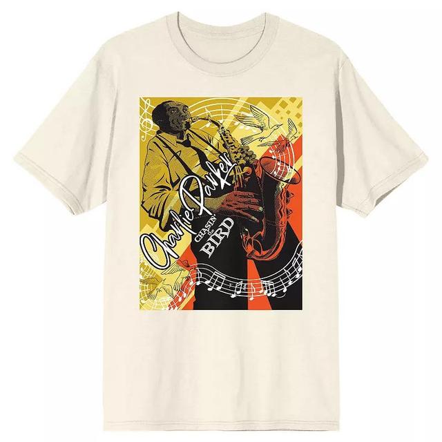 Mens Charlie Parker Playing Sax Chasin The Bird Jazz Graphic Tee Beige Product Image