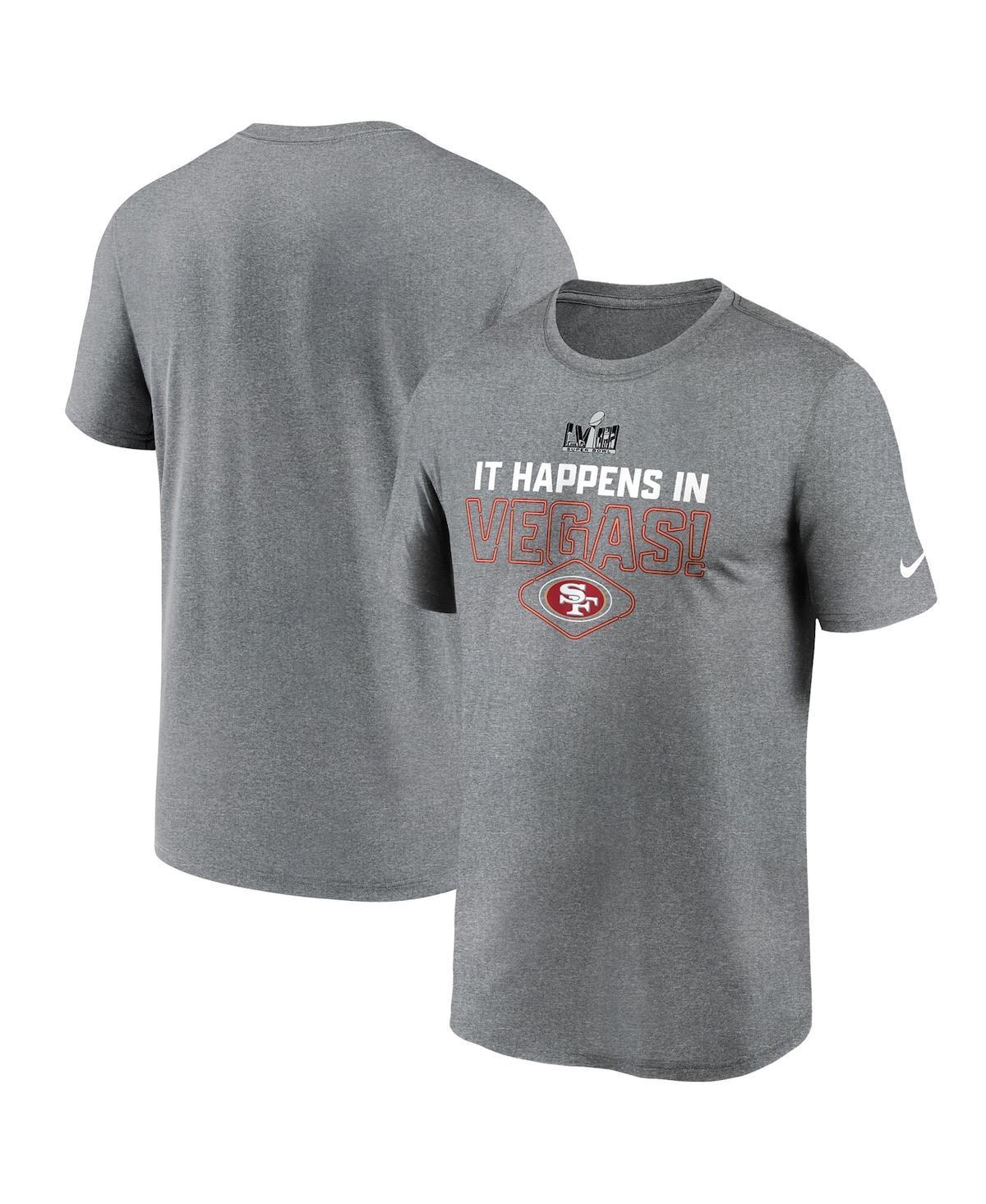 Mens Nike Heather Gray San Francisco 49ers Super Bowl LVIII Logo Lockup T-Shirt Product Image