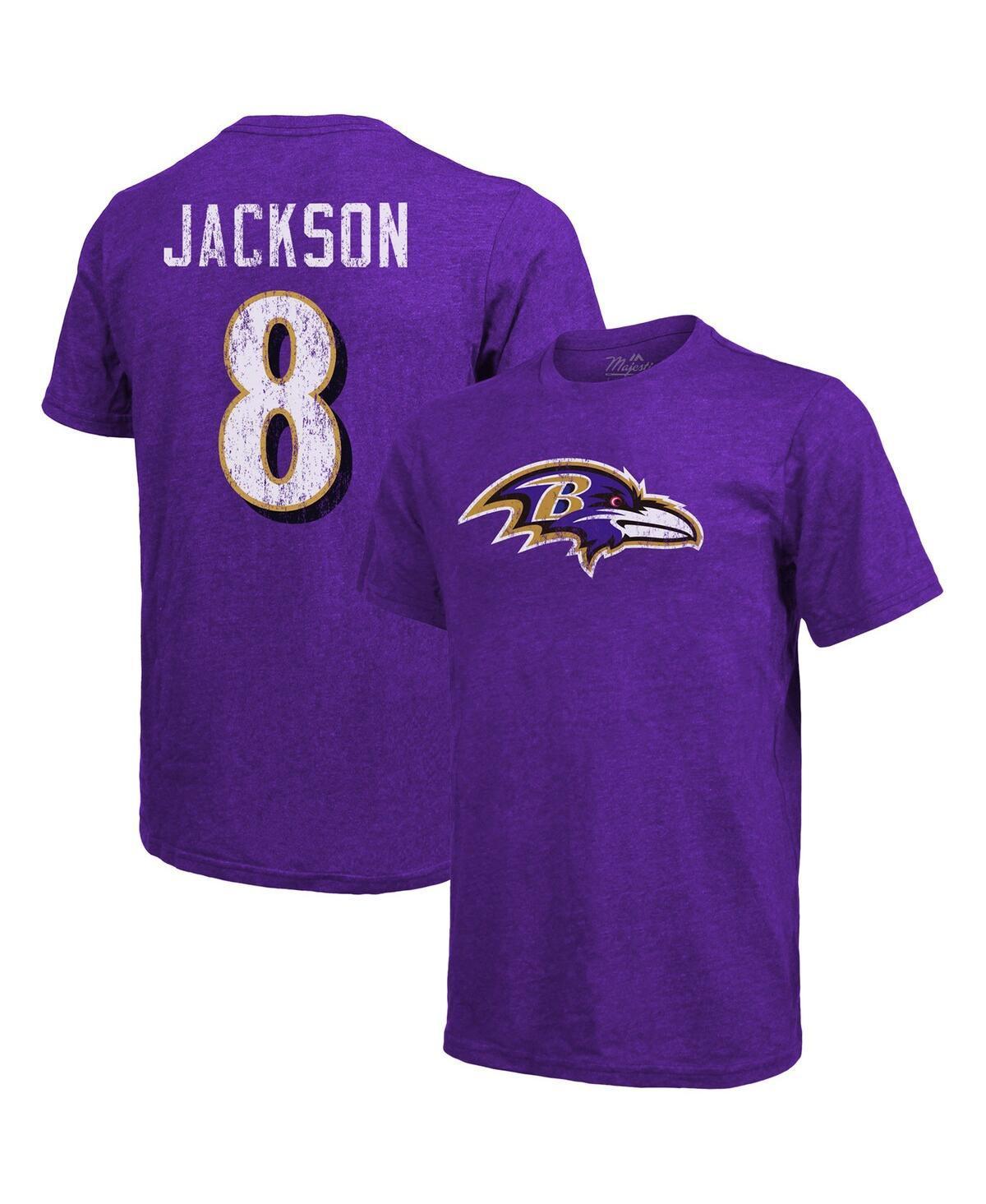 Mens Majestic Threads Lamar Jackson Baltimore Ravens Tri-Blend Name & Number T-Shirt Product Image