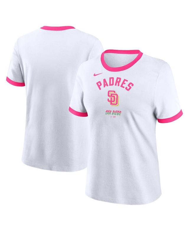 Nike Womens White San Diego Padres 2024 City Connect Ringer Tri-Blend T-Shirt - White Product Image