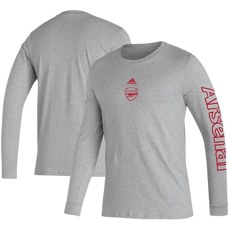 Mens adidas Heather Gray Arsenal Team Crest Long Sleeve T-Shirt ARN Grey Product Image