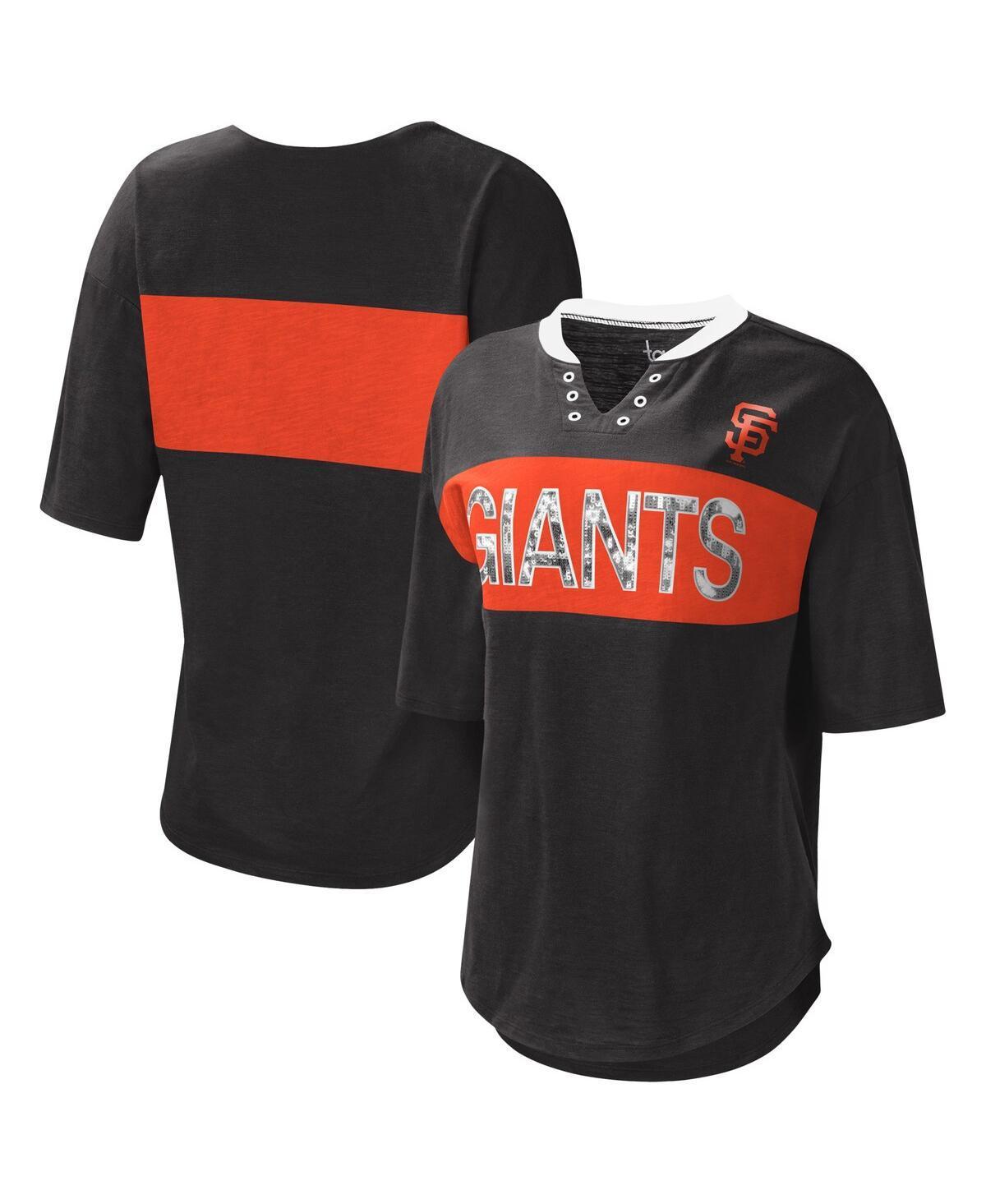 Womens Touch Black and Orange San Francisco Giants Lead Off Notch Neck T-shirt - Black Product Image