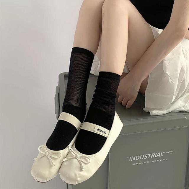 Plain Sheer Panel Socks Product Image