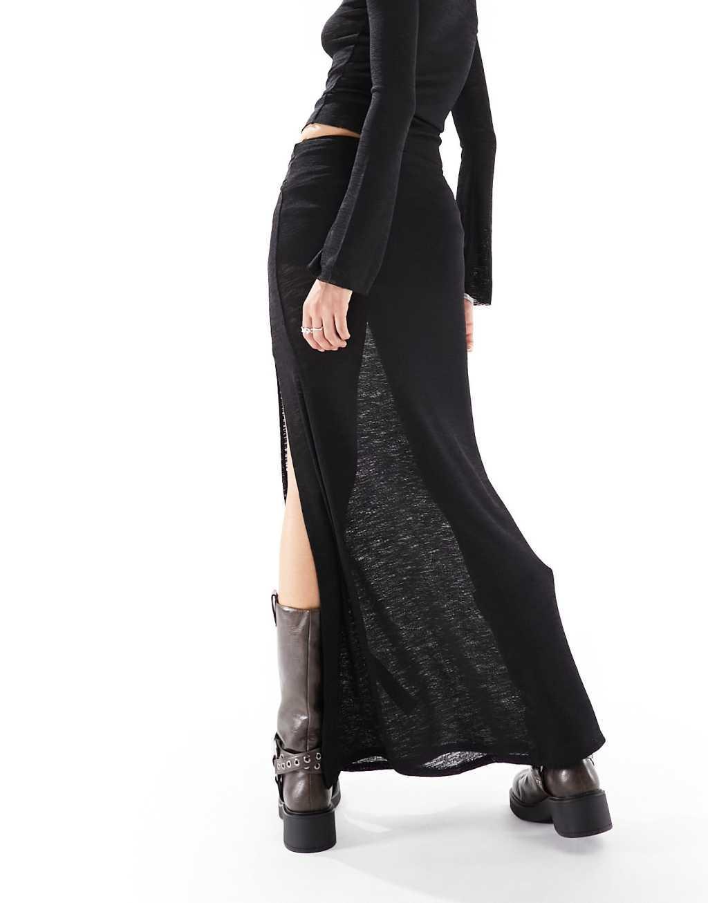 COLLUSION trim detail knit maxi skirt Product Image