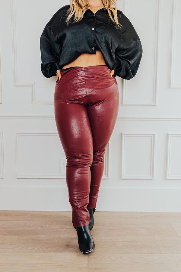 Flirty Allure High Waist Faux Leather Legging in Wine Curves Product Image