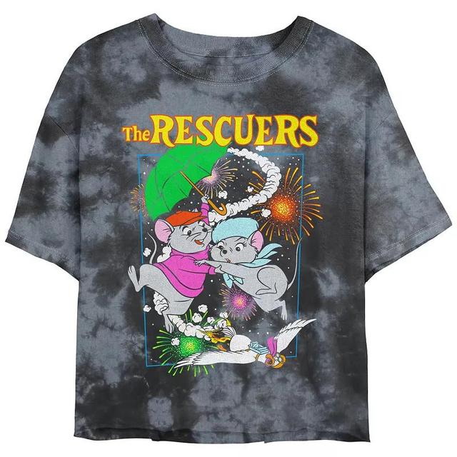 Disneys The Emperor New Groove Kuzcos Palace Juniors Cropped Graphic Tee Top Bombard Wash Juniors Graphic Tee, Womens Black Grey Product Image