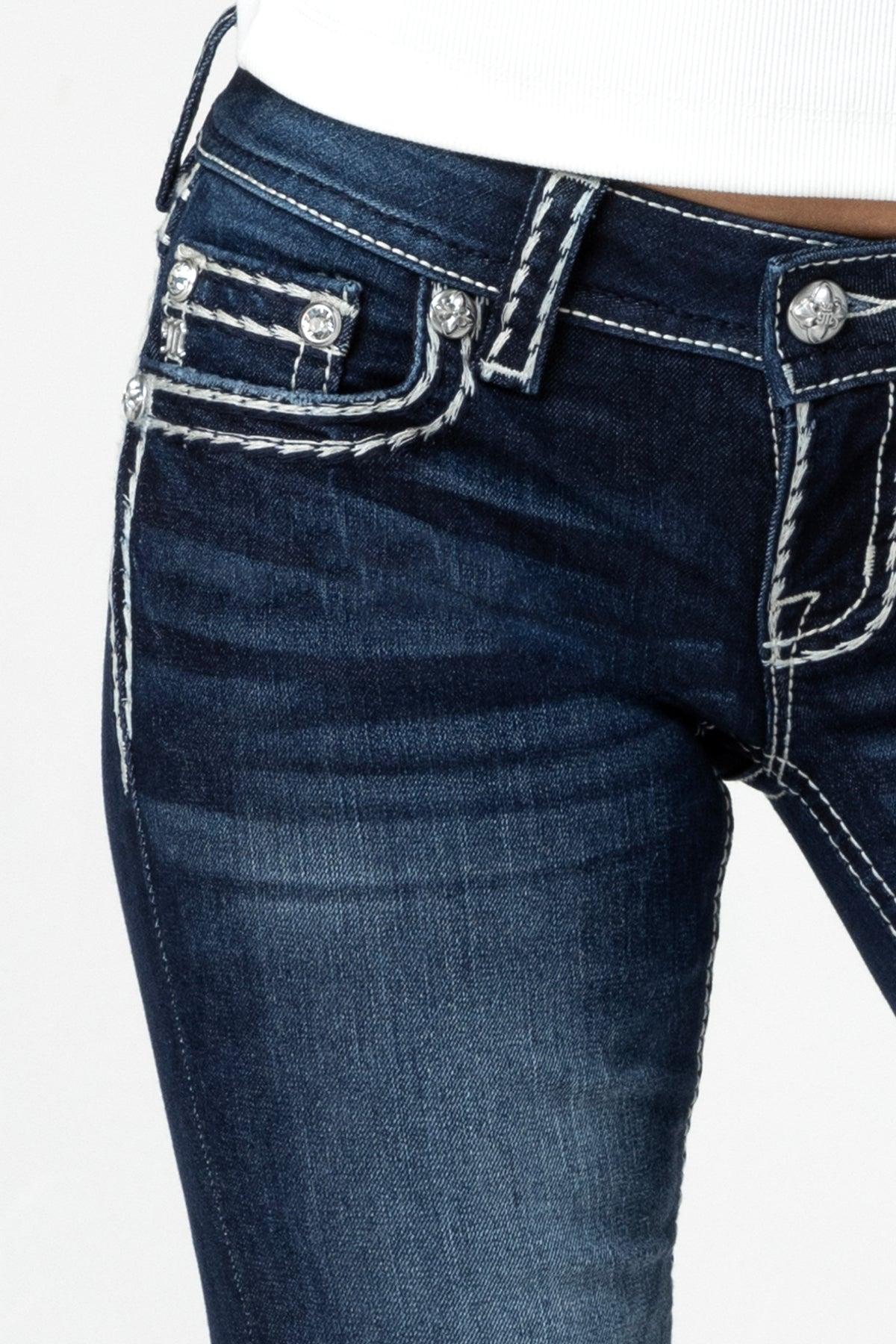 Loose Saddle Stitch Border Skinny Jeans Product Image