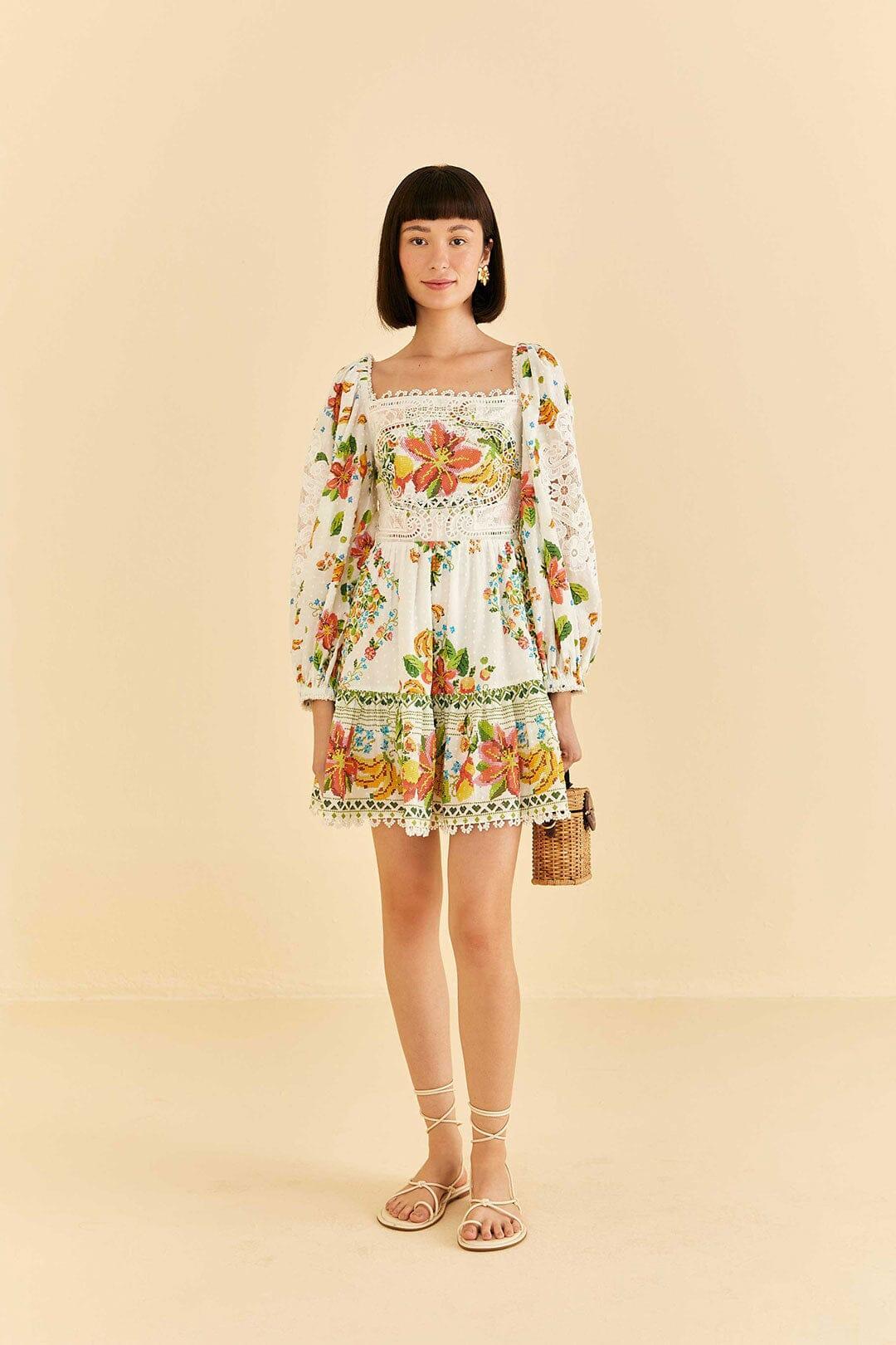 Off-White Tropical Romance Scarf Mini Dress, TROPICAL ROMANCE OFF-WHITE SCARF / S Product Image