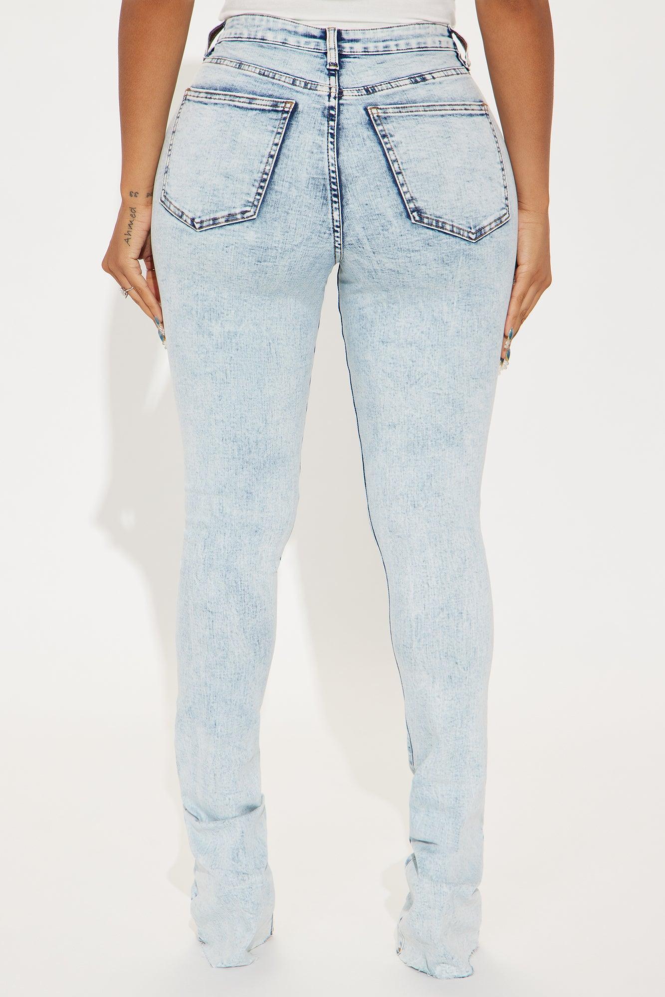 Tall Best Stretch Ripped High Rise Bootcut Jeans - Acid Wash Denim Product Image