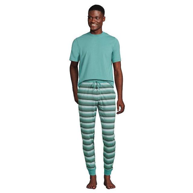 Mens Lands End Jersey Pajama Sleep Set Baltic Blue Fairisle Product Image