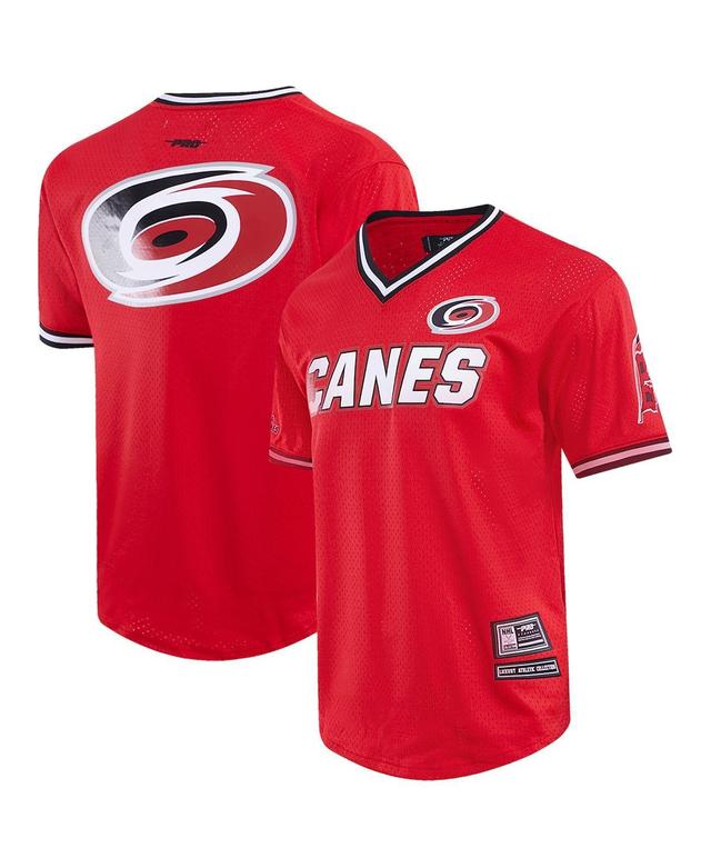 Mens Pro Standard Red Carolina Hurricanes Classic Mesh V-Neck T-shirt Product Image