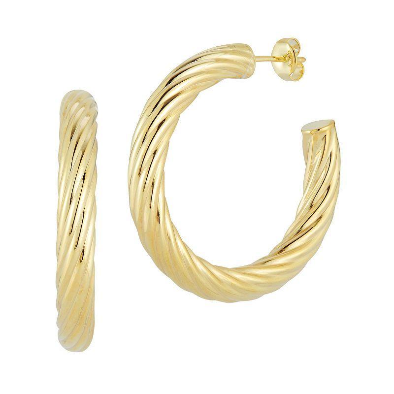 Sunkissed Sterling Sterling Silver Twist Hollow Tube Hoop Earrings, Womens Product Image