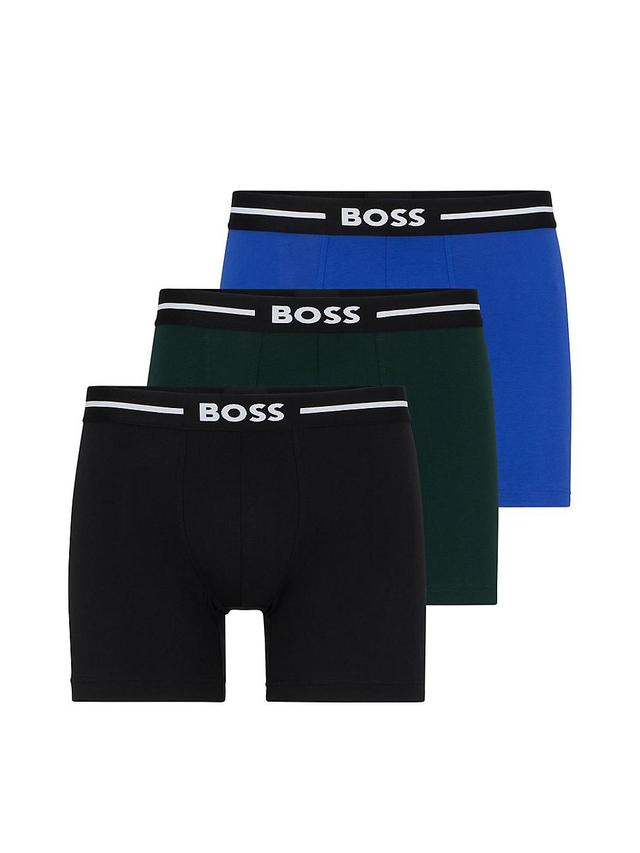 Mens Three-Pack of Stretch-Cotton Boxer Briefs with Logos Product Image