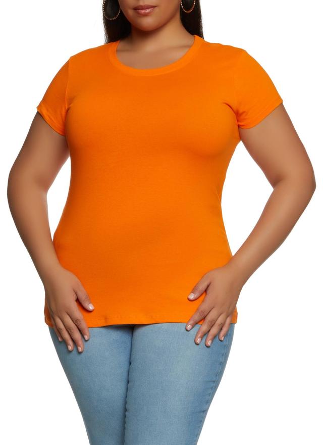 Womens Plus Size Basic Short Sleeve Crew Neck Tee Product Image