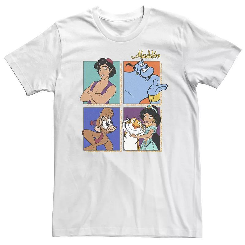 Disney Big & Tall Disney Aladdin Group Shot Box Up Tee, Men's, Size: 4XL Tall, White - Size: 4XL Tall Product Image