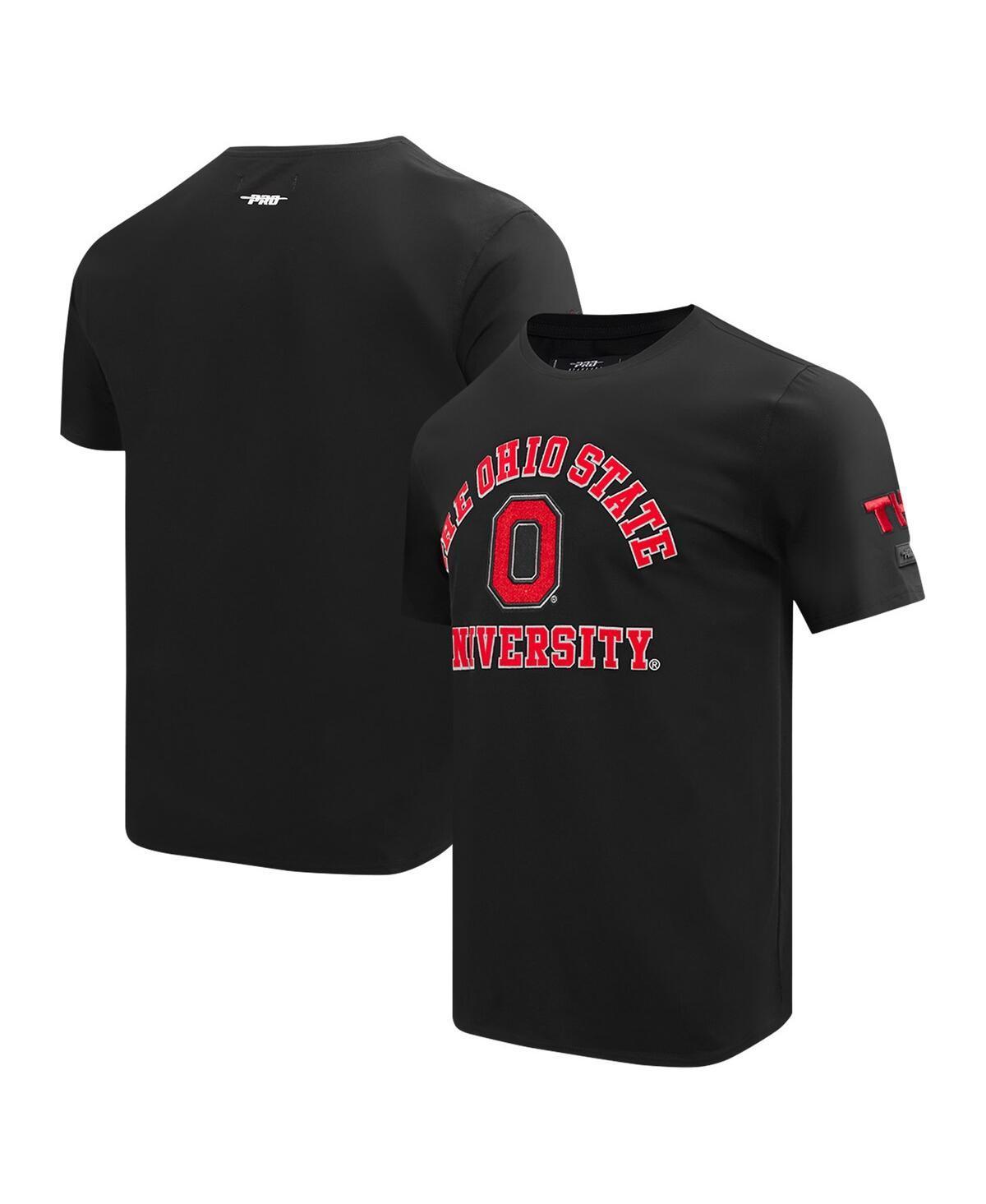 Mens Pro Standard Black Distressed Ohio State Buckeyes Classic Stacked Logo T-shirt Product Image