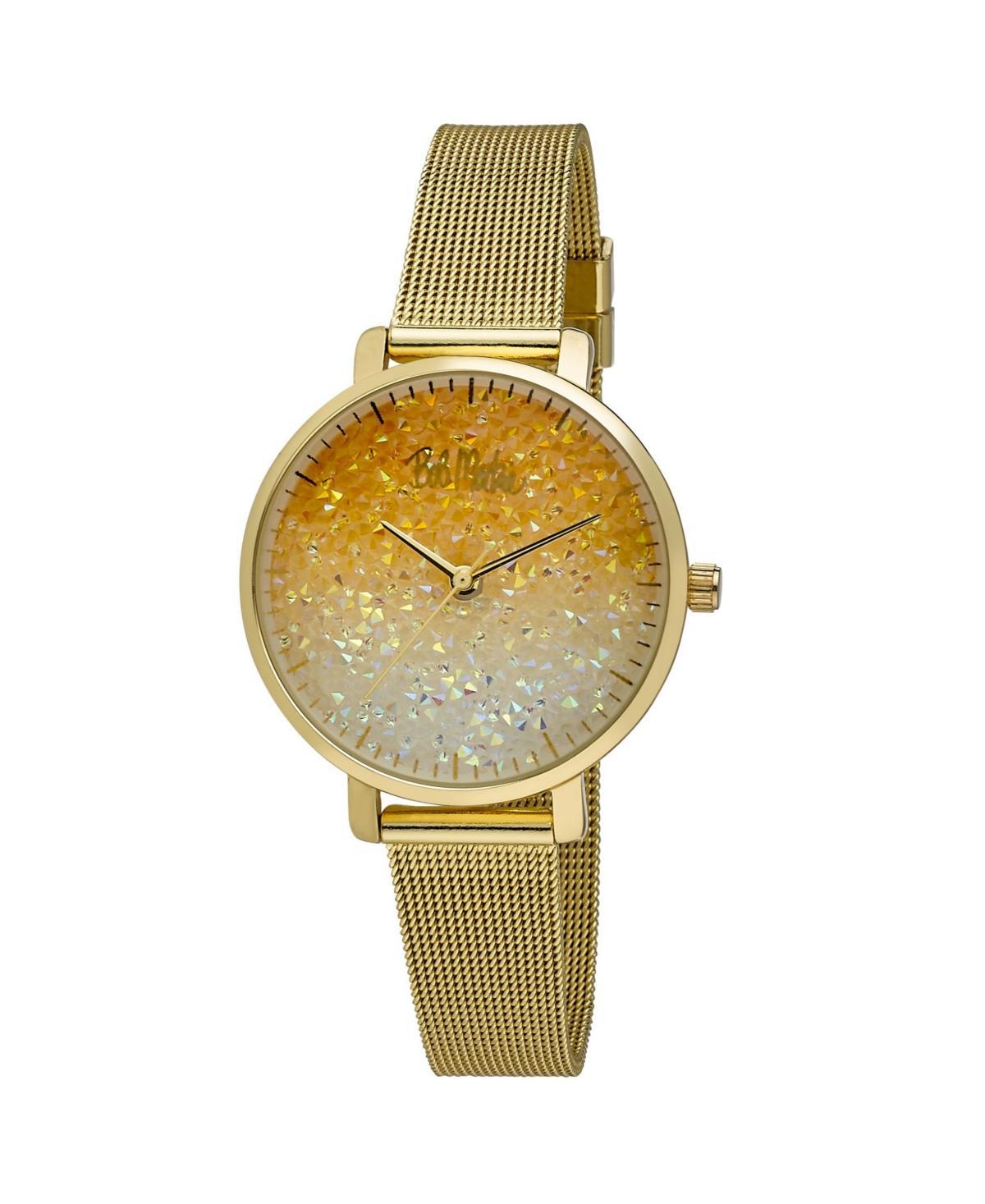 Bob Mackie Womens Gold-Tone Alloy Bracelet Glitter Dial Mesh Watch Product Image