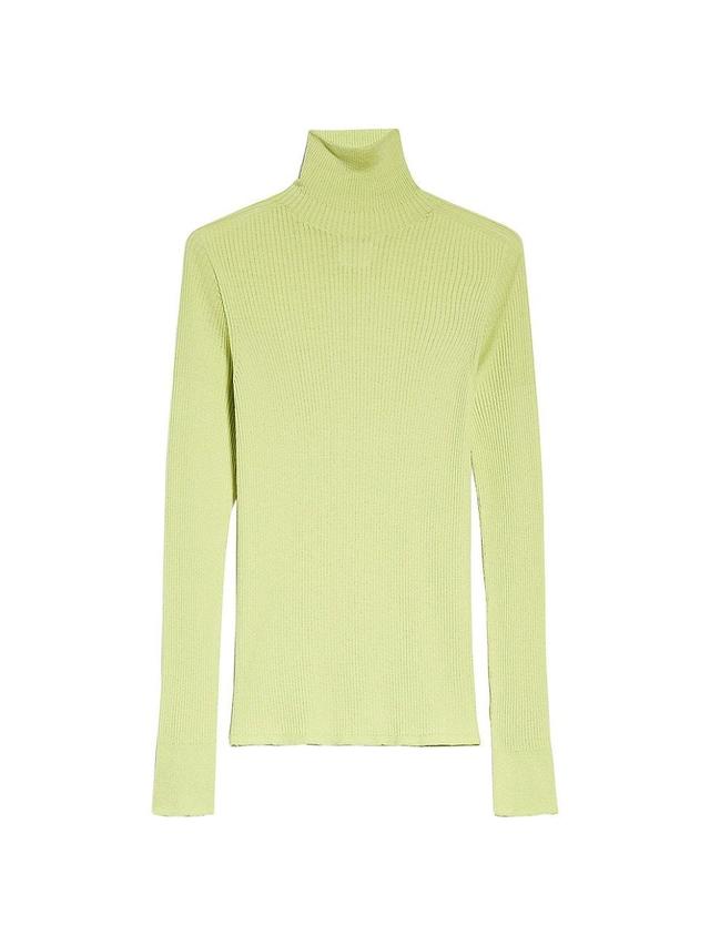 Womens Ribbed Wool Turtleneck Blouse Product Image