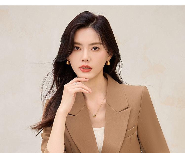 Peak Lapel Plain Double Breasted Blazer / High Rise Wide Leg Suit Pants / Set Product Image