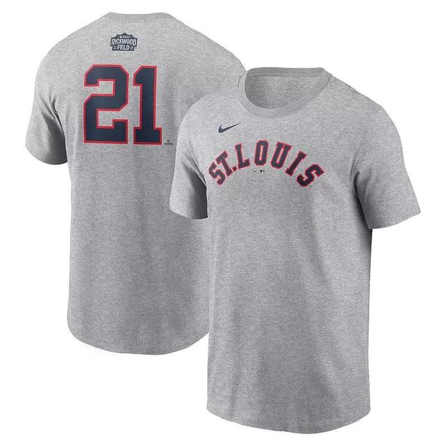 Mens Nike Lars Nootbaar Gray St. Louis Cardinals 2024 Rickwood Classic Fuse Name & Number T-Shirt Product Image