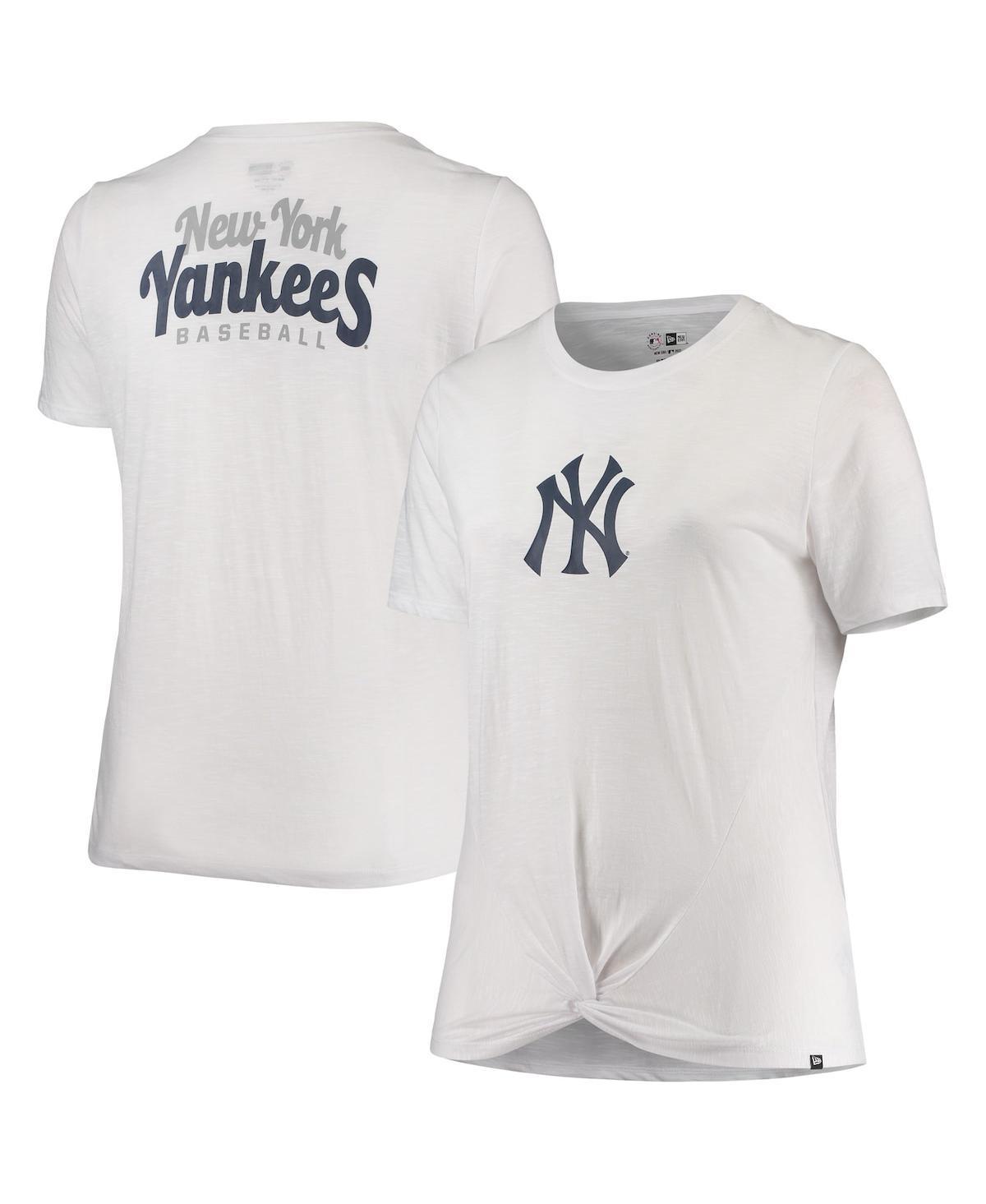 Womens New Era White New York Yankees Plus Size 2-Hit Front Knot T-Shirt Product Image