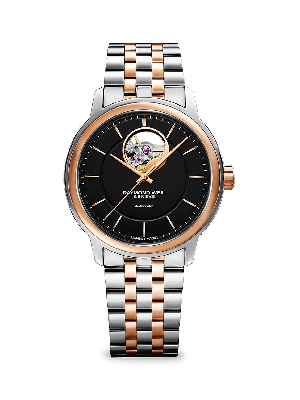 Raymond Weil Mens Swiss Automatic Maestro Rose Gold Pvd Stainless Steel Bracelet Watch 39mm Product Image