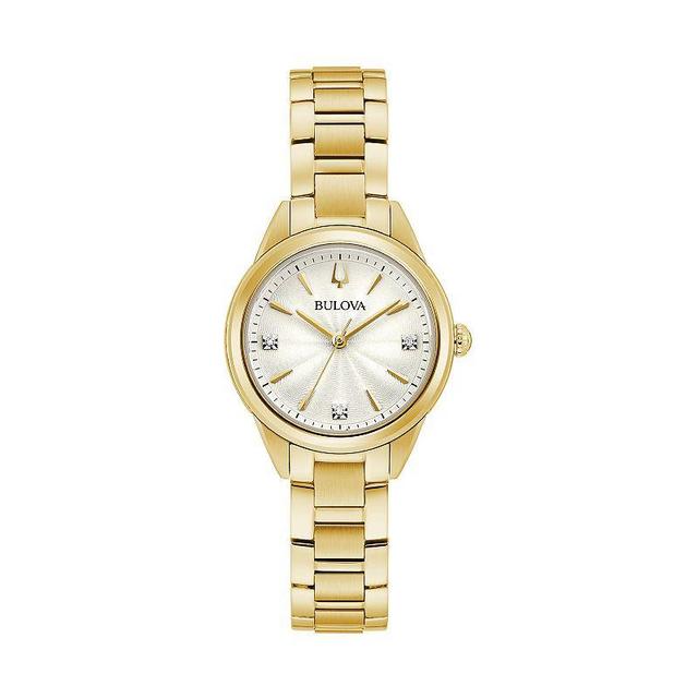 Bulova Womens Sutton Diamond-Accent Gold-Tone Stainless Steel Bracelet Watch 28mm Product Image