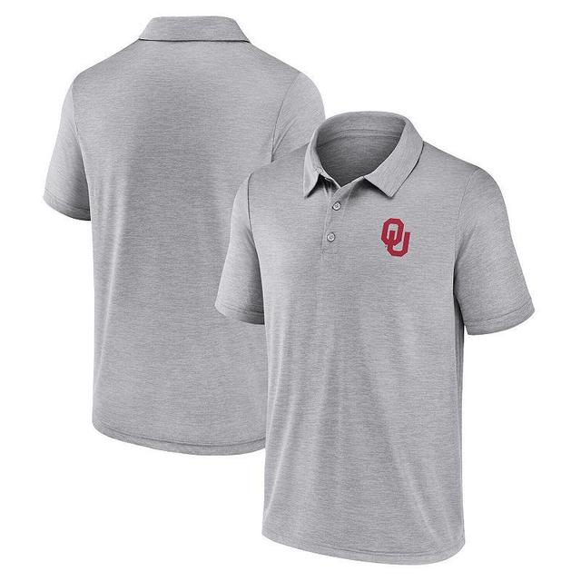 Mens Fanatics Branded Gray Oklahoma Sooners Striated Primary Logo Polo Product Image