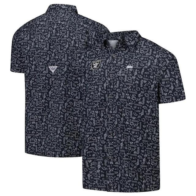 Mens Columbia PFG Black Las Vegas Raiders Super Slack Tide Omni-Wick Button-Up Shirt Product Image