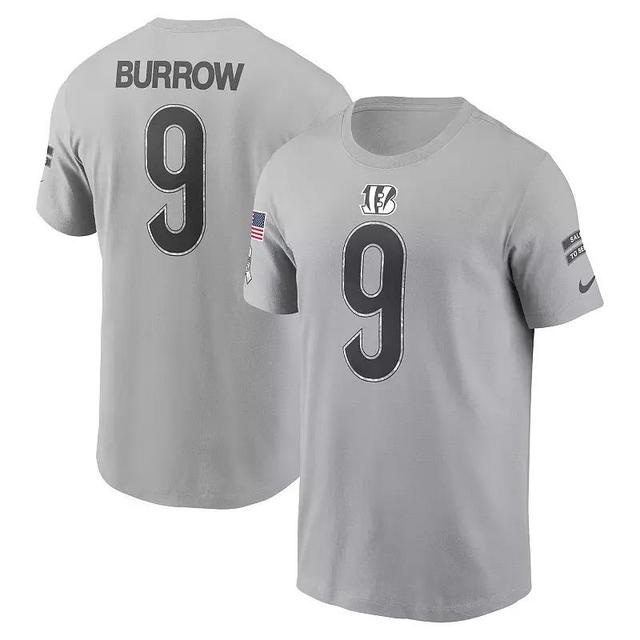 Mens Nike Joe Burrow Gray Cincinnati Bengals 2024 Salute To Service Name & Number T-Shirt Product Image