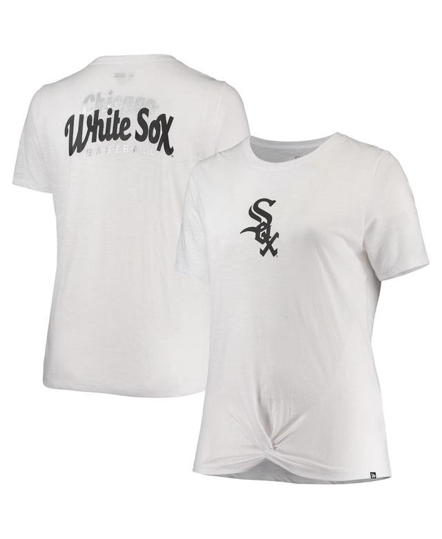 Womens New Era White Chicago White Sox Plus Size 2-Hit Front Knot T-shirt Product Image