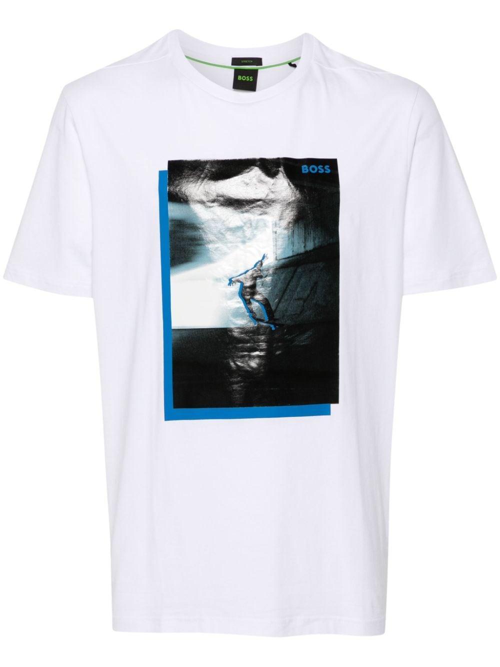 HUGO BOSS T-shirt With Skate Artwork Front And Back In White Product Image