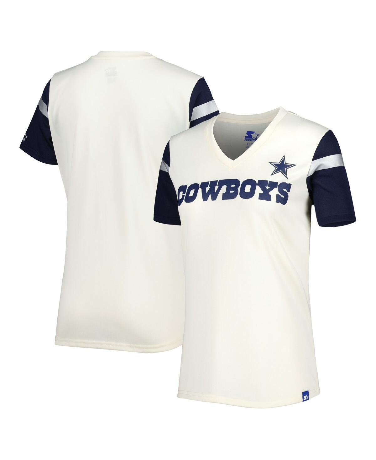 Womens Starter Cream Dallas Cowboys Kick Start V-Neck T-shirt Product Image