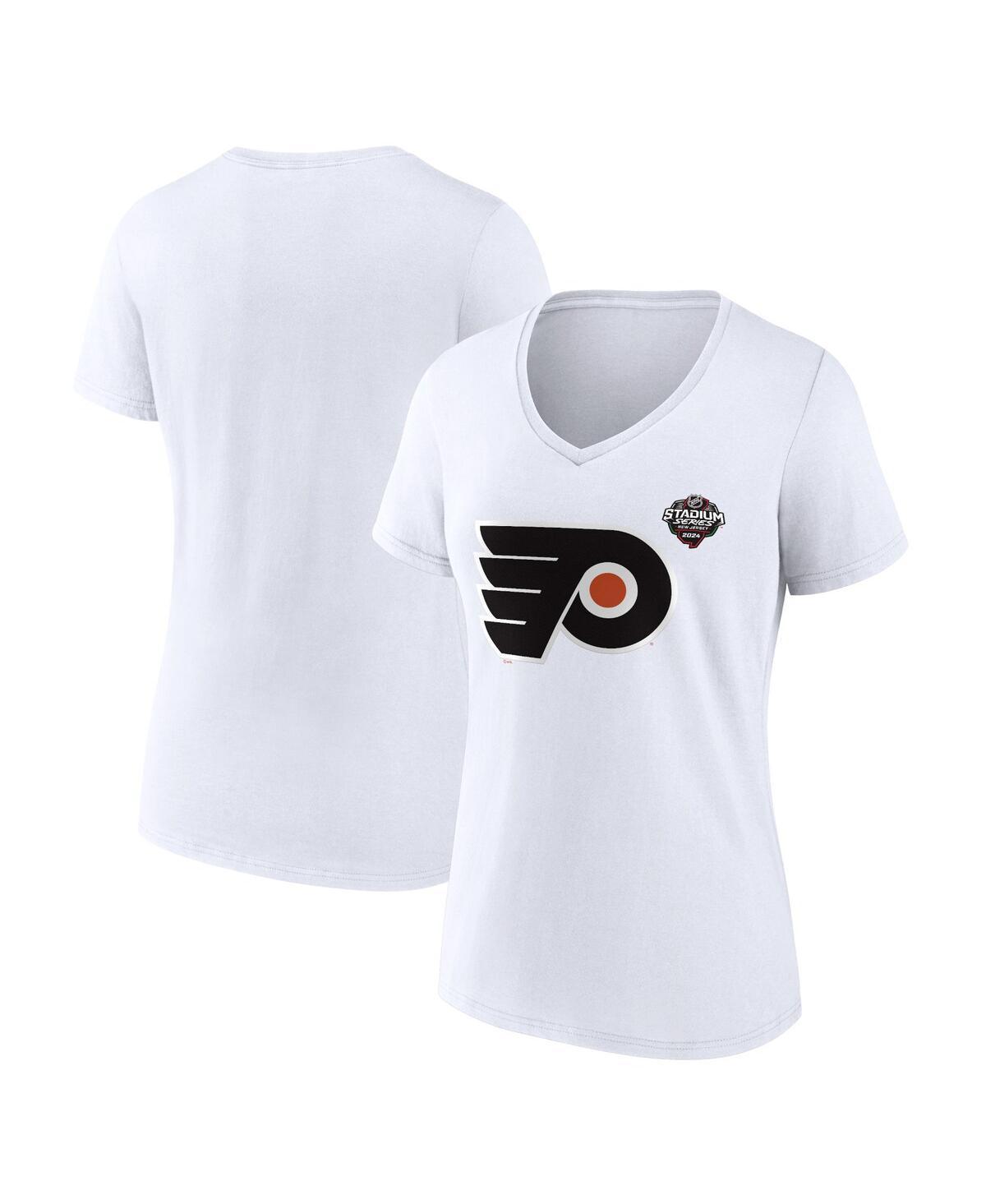 Womens Fanatics Branded White Philadelphia Flyers 2024 NHL Stadium Series Logo V-Neck T-shirt Product Image