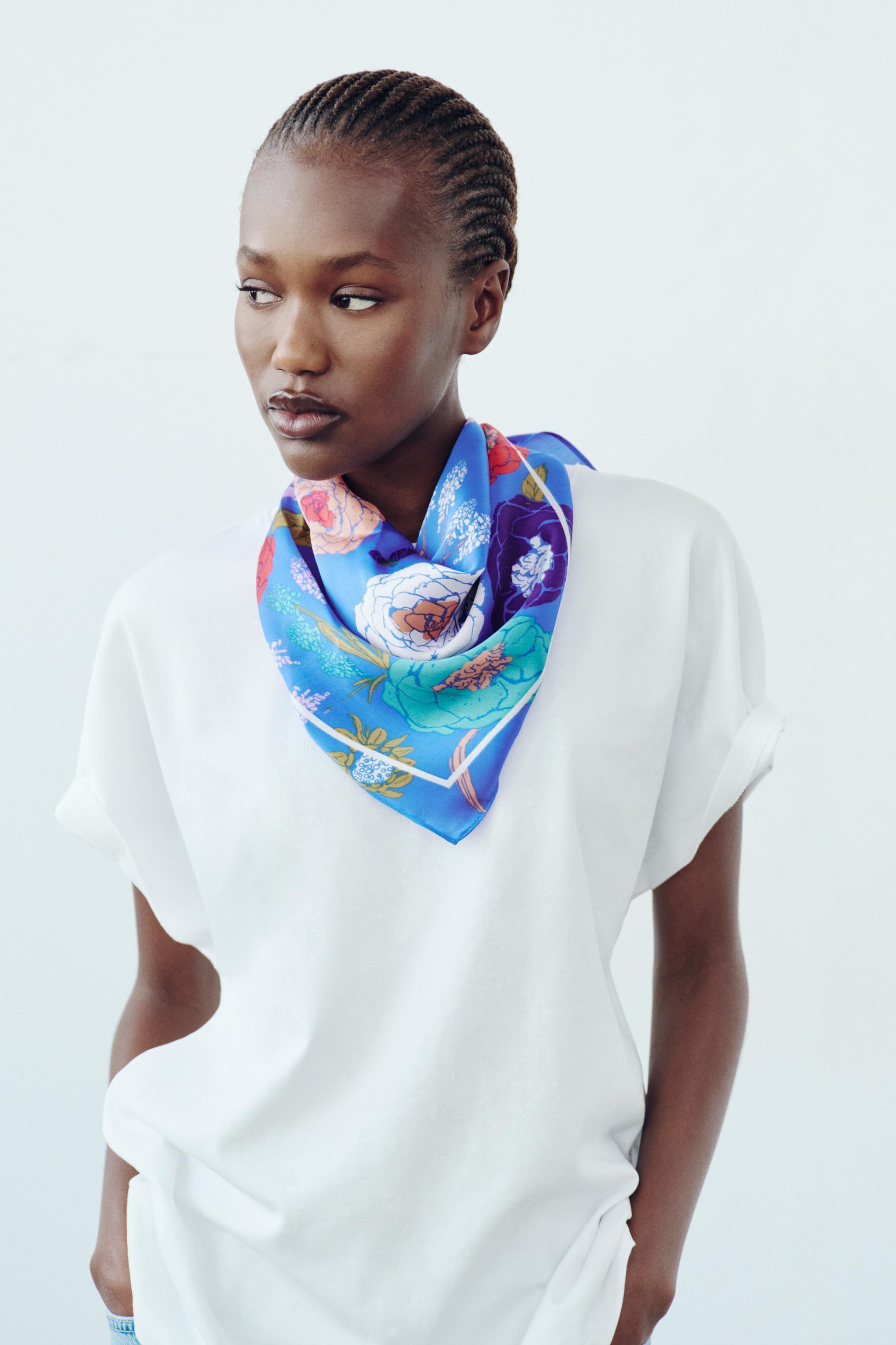 SATIN EFFECT PRINTED SCARF Product Image