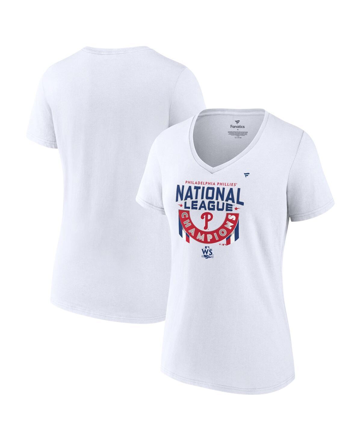 Womens Fanatics White Philadelphia Phillies 2022 National League Champions Locker Room Plus Size V-Neck T-shirt Product Image