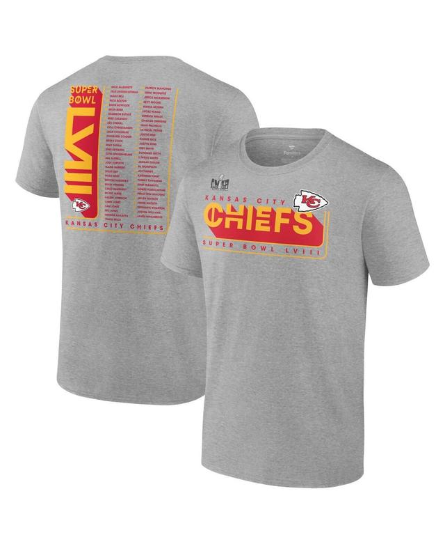 Mens Fanatics Heather Gray Kansas City Chiefs 2023 Afc Champions Two-Sided Roster Big and Tall T-shirt Product Image