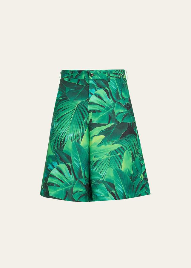 Mens Gabardine Leaf-Print Big Shorts Product Image