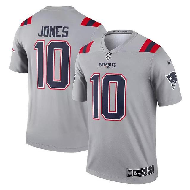 Mens Nike Mac Jones Gray New England Patriots Inverted Legend Jersey Product Image