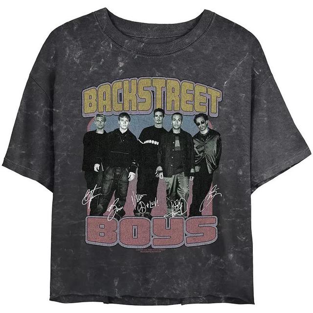 Juniors Backstreet Boys Signatures Crop Top Mineral Wash Graphic Tee, Womens Product Image