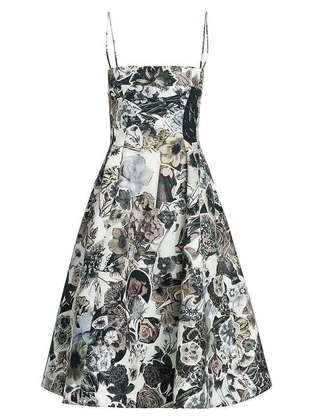 Womens Floral Cotton Fit-And-Flare Midi-Dress Product Image