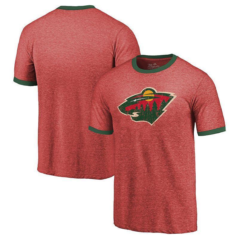 Mens Majestic Threads Heathered Minnesota Wild Ringer Contrast Tri-Blend T-Shirt Product Image