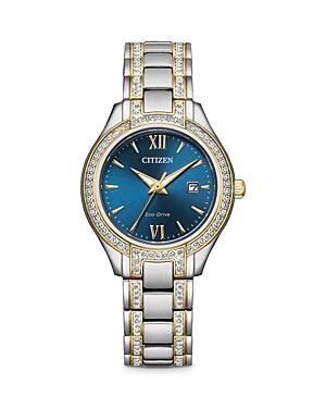 Citizen Womens Crystal-Accent Stainless Steel Bracelet Watch, 30mm Product Image