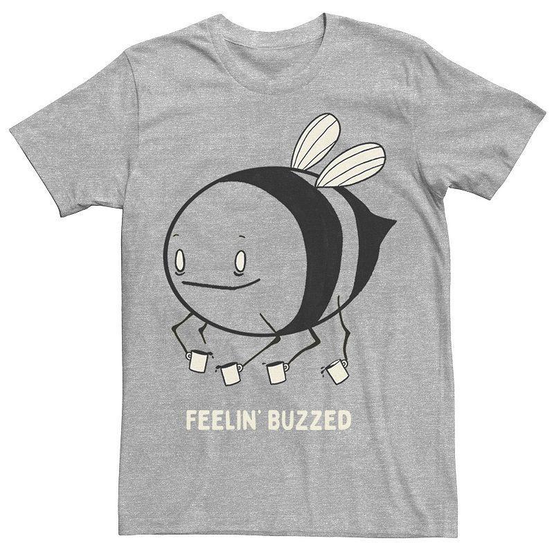 Mens Feelin Buzzed Coffee Bee Tee Athletic Grey Product Image