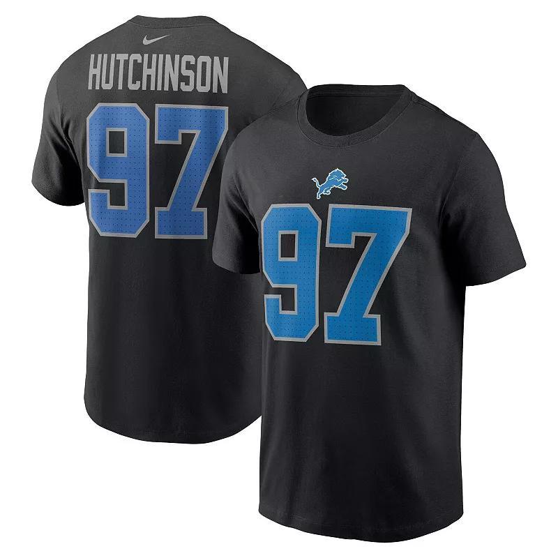 Nike Mens Aidan Hutchinson Black Detroit Lions Player Name Number T-Shirt Product Image